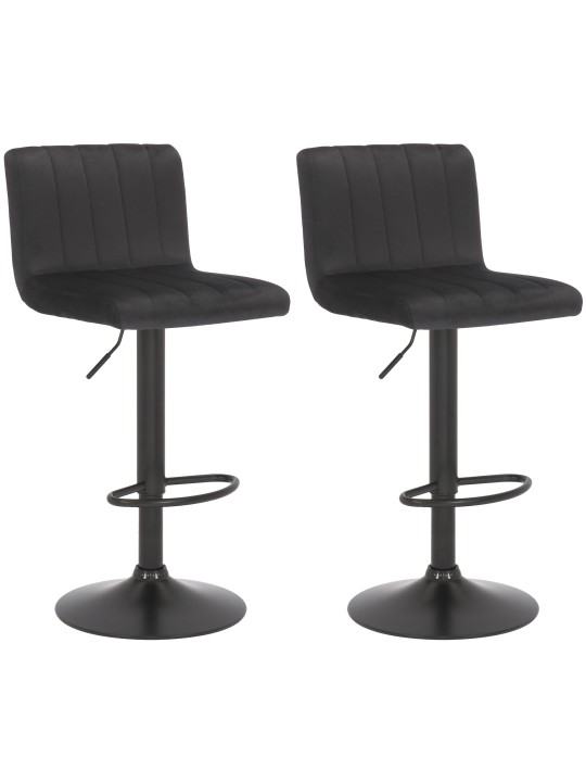 Lot de 2 tabourets de bar Jamie velours, noir