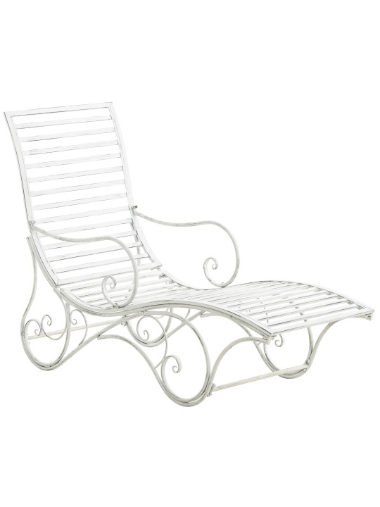 Chaise longue de jardin Amiens, blanc antique