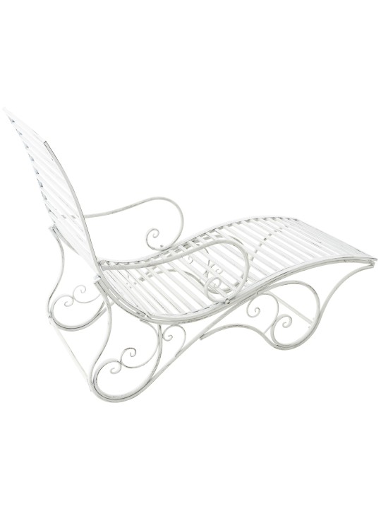 Chaise longue de jardin Amiens, blanc antique