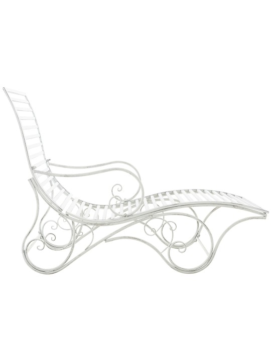 Chaise longue de jardin Amiens, blanc antique