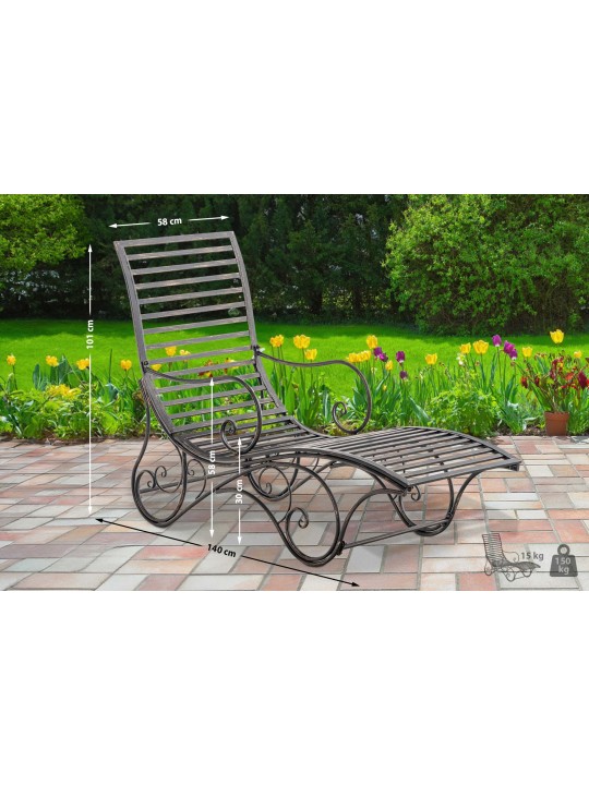 Chaise longue de jardin Amiens, bronze Chaise longue de jardin Amiens, bronze