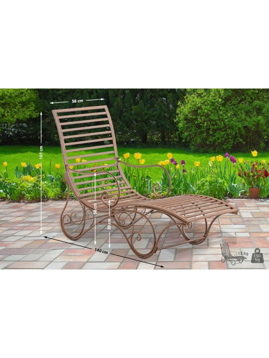 Chaise longue de jardin Amiens, brun antique Chaise longue de jardin Amiens, brun antique