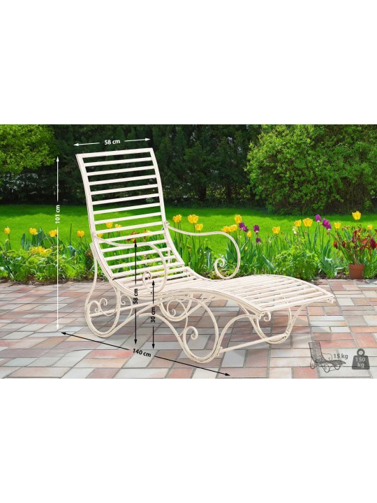 Chaise longue de jardin Amiens, crème antique