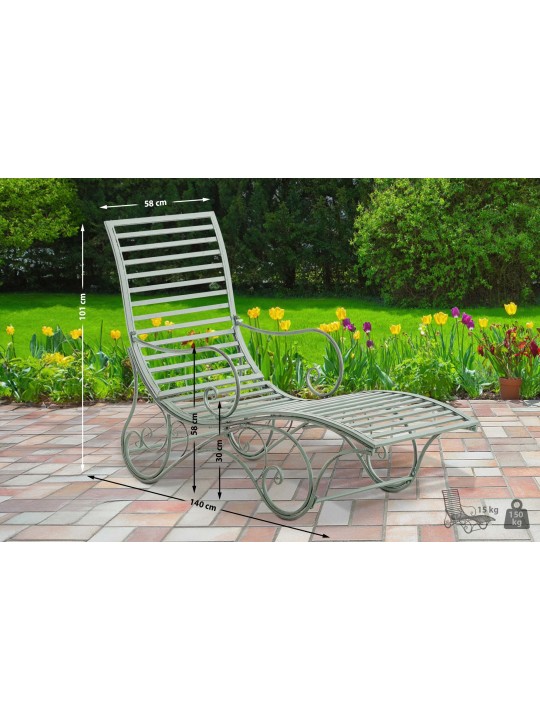 Chaise longue de jardin Amiens, vert antique