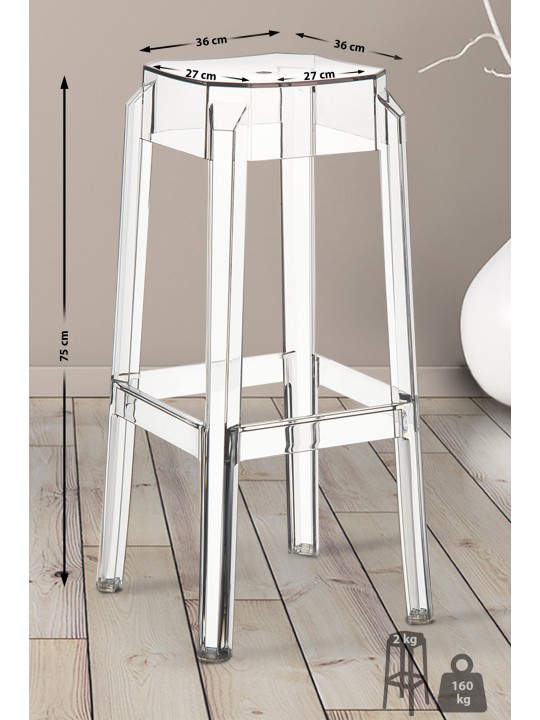 Tabouret de bar Fox, transparent