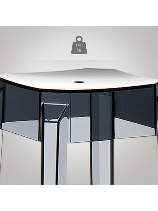 Tabouret de bar Fox, transparent, noir