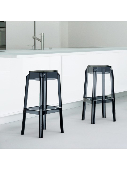 Tabouret de bar Fox, transparent, noir