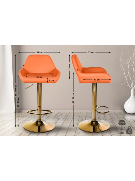 Tabouret de bar Braga Gold simili cuir, orange Tabouret de bar Braga Gold simili cuir, orange
