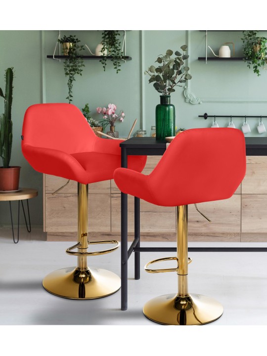 Tabouret de bar Braga Gold simili cuir, rouge