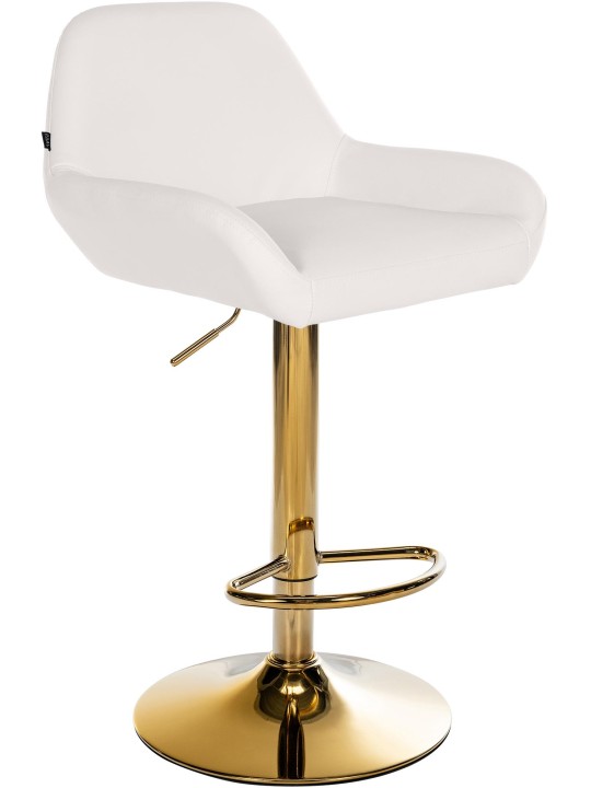 Tabouret de bar Braga Gold simili cuir, blanc