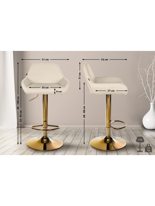 Tabouret de bar Braga Gold simili cuir, crème Tabouret de bar Braga Gold simili cuir, crème