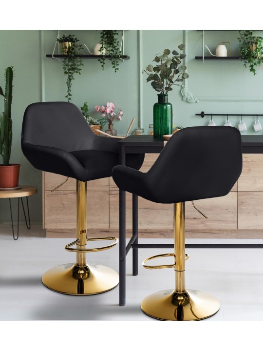 Tabouret de bar Braga Gold simili cuir, noir