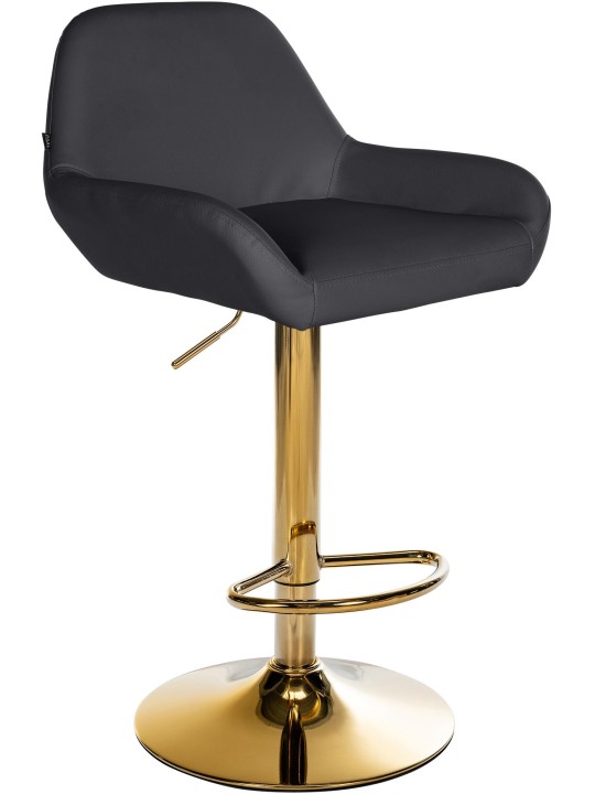 Tabouret de bar Braga Gold simili cuir, noir