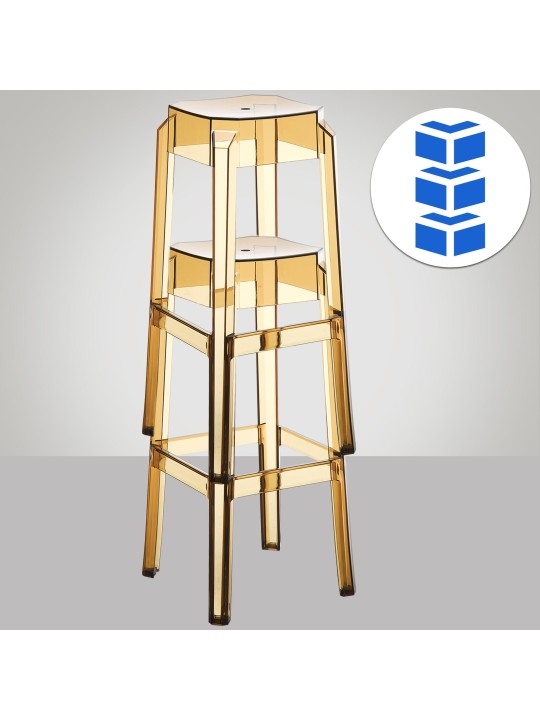 Lot de 2 tabourets de bar Fox, transparent, ambre Lot de 2 tabourets de bar Fox, transparent, ambre