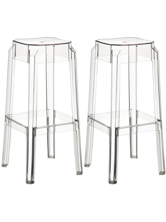 Lot de 2 tabourets de bar Fox, transparent