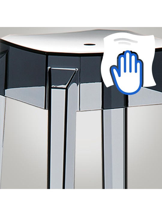 Lot de 2 tabourets de bar Fox, transparent, noir