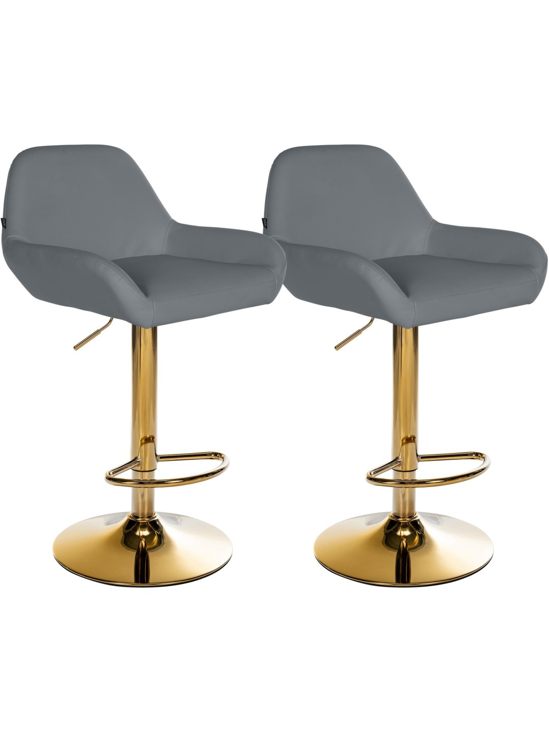 Lot de 2 Tabourets de Bar Braga Doré Simili Cuir, gris