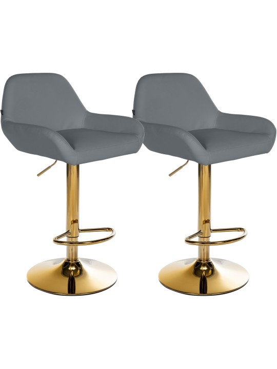 Lot de 2 Tabourets de Bar Braga Doré Simili Cuir, gris Lot de 2 Tabourets de Bar Braga Doré Simili Cuir, gris