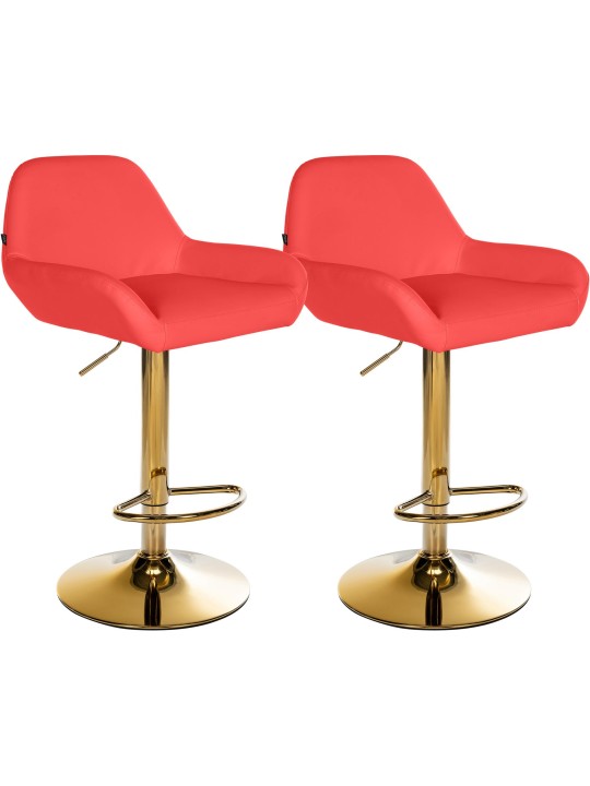 Lot de 2 Tabourets de Bar Braga Doré Simili Cuir, rouge