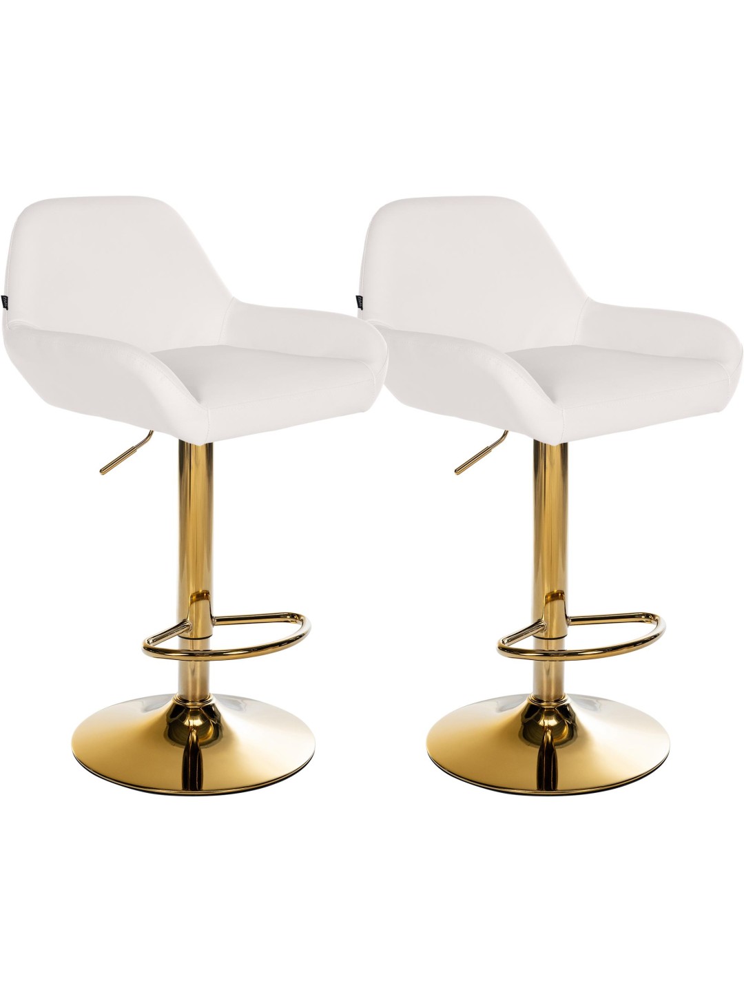 Lot de 2 Tabourets de Bar Braga Doré Simili Cuir, blanc
