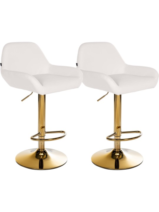 Lot de 2 Tabourets de Bar Braga Doré Simili Cuir, blanc Lot de 2 Tabourets de Bar Braga Doré Simili Cuir, blanc