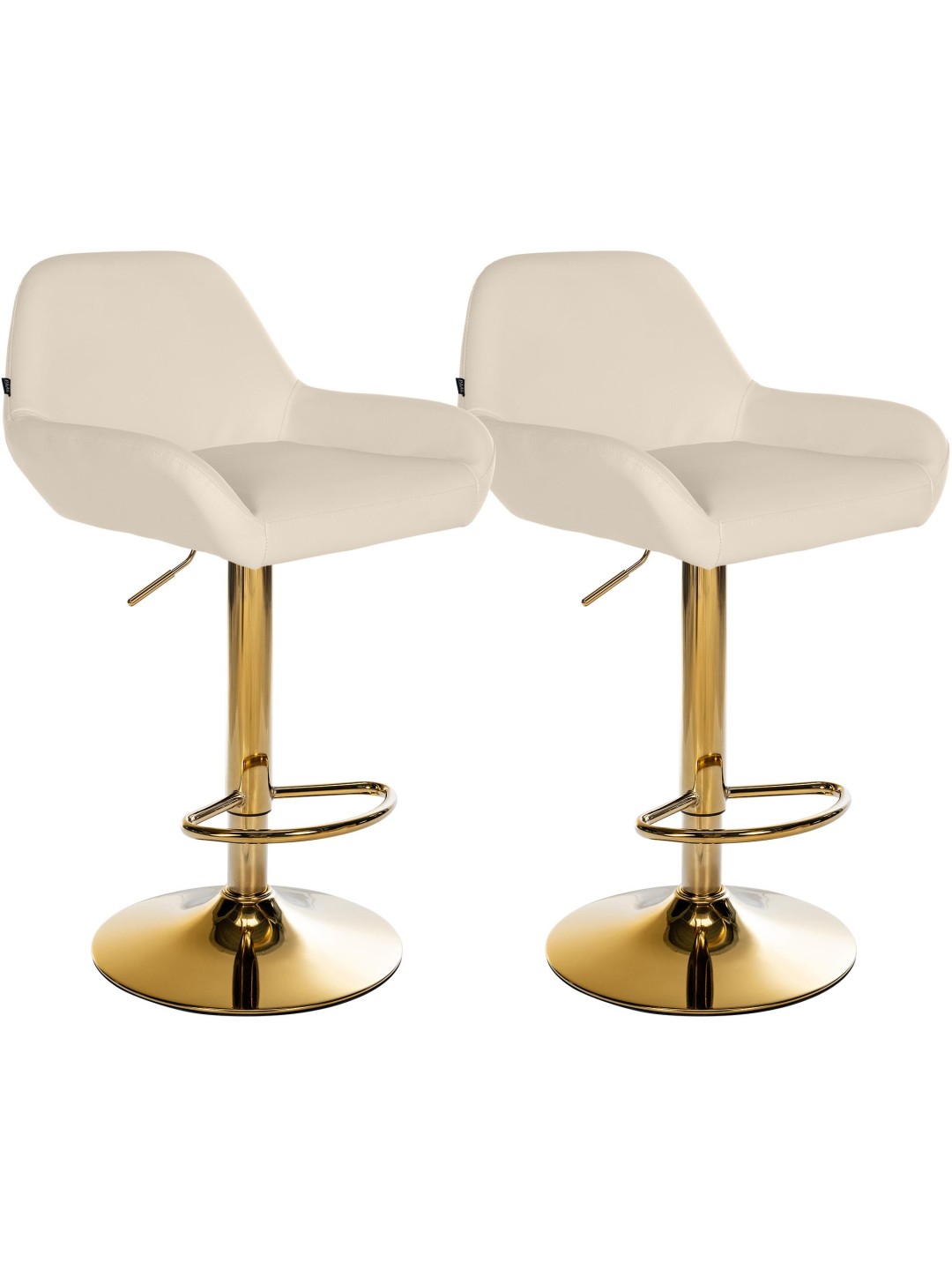 Lot de 2 Tabourets de Bar Braga Doré Simili Cuir, crème