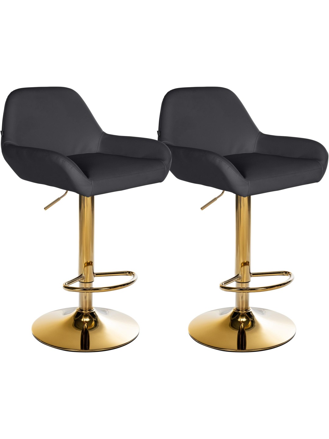 Lot de 2 Tabourets de Bar Braga Doré Simili Cuir, noir