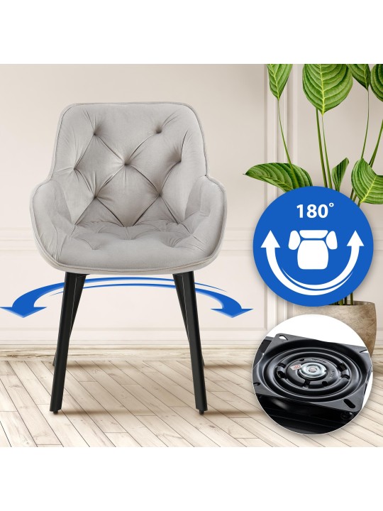 Chaise de salle à manger Antigo velours, gris Chaise de salle à manger Antigo velours, gris