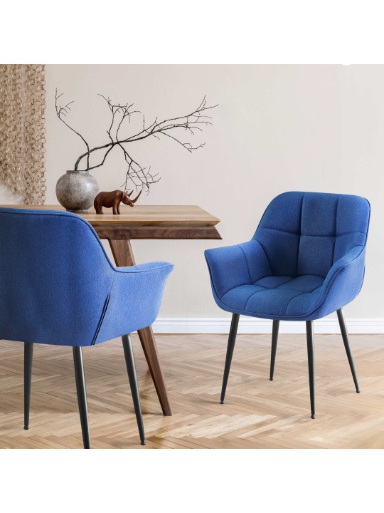 Chaise de salle à manger tissu Roseville, bleu