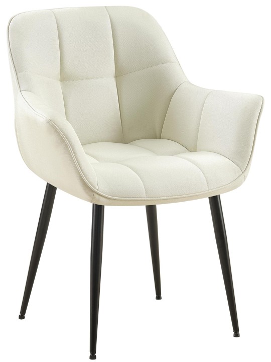 Chaise de salle à manger tissu Roseville, crème