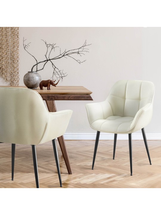 Chaise de salle à manger tissu Roseville, crème