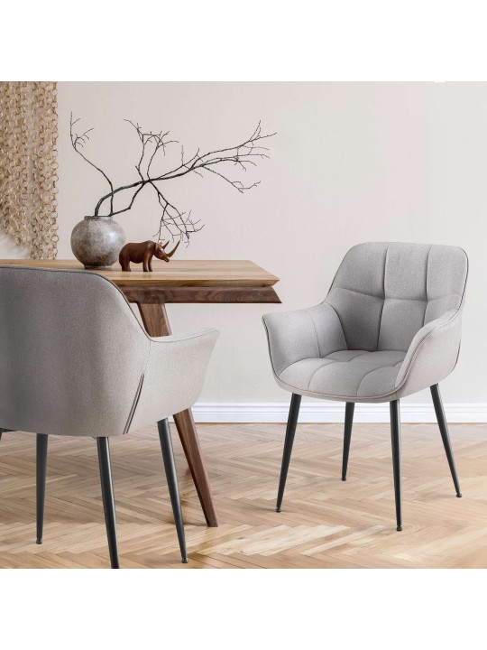 Chaise de salle à manger tissu Roseville, gris