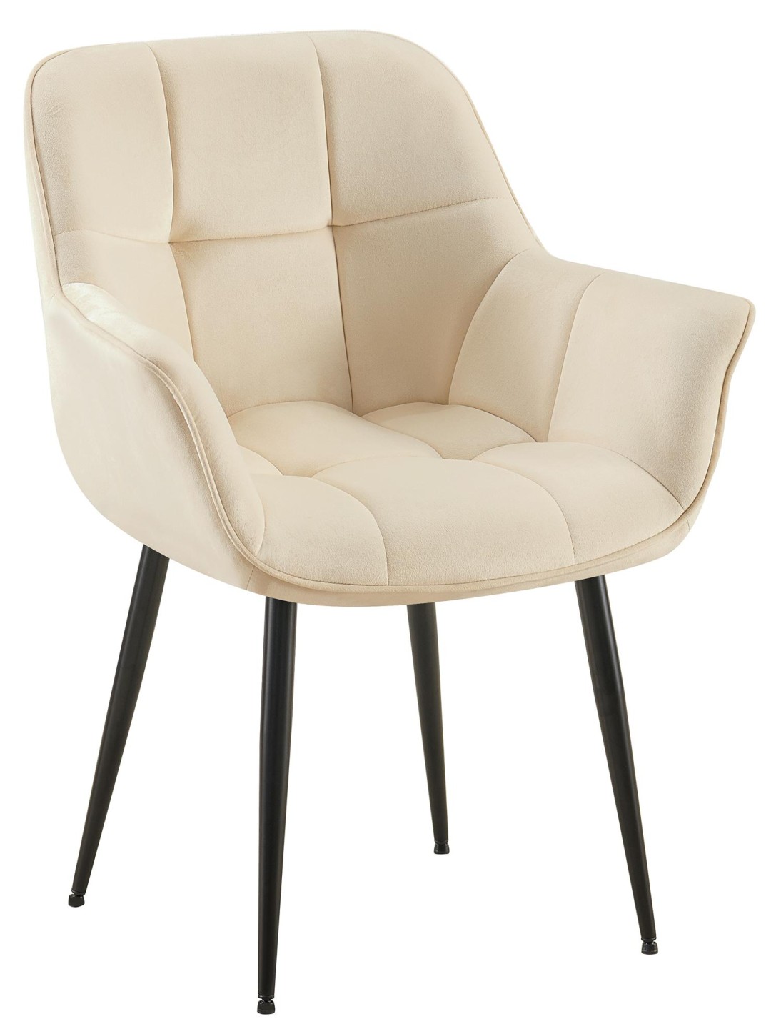 Chaise de salle à manger en velours Roseville, crème