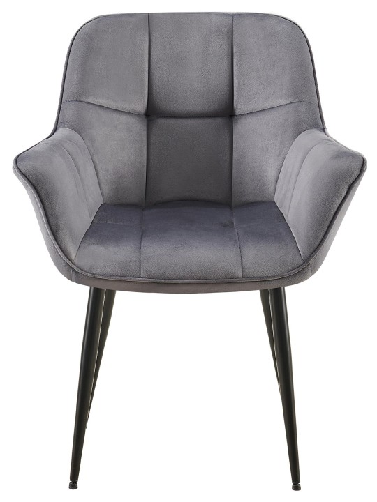 Chaise de salle à manger en velours Roseville, gris foncé Chaise de salle à manger en velours Roseville, gris foncé