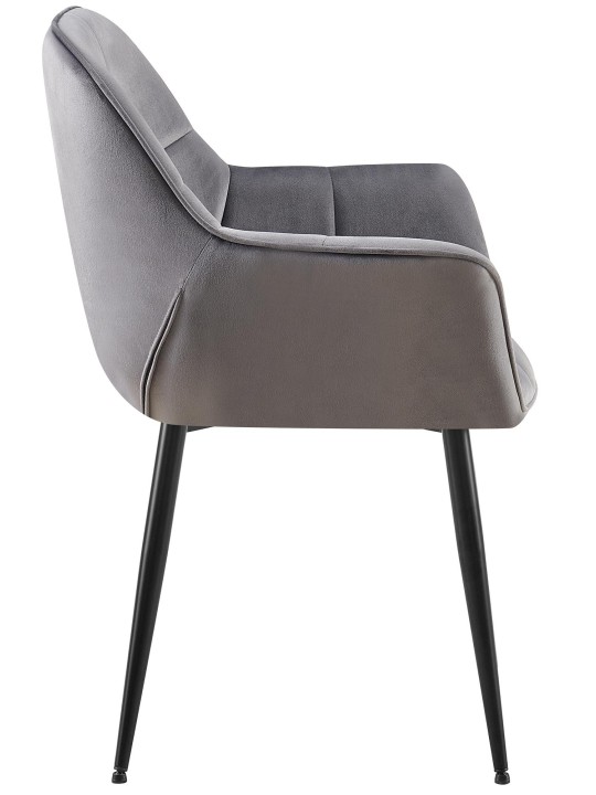 Chaise de salle à manger en velours Roseville, gris foncé Chaise de salle à manger en velours Roseville, gris foncé