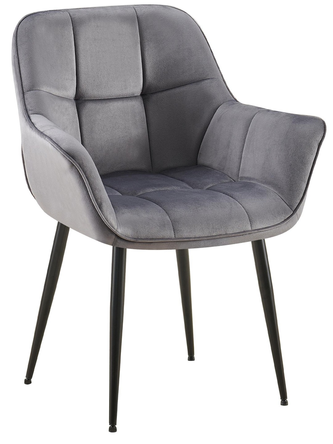 Chaise de salle à manger en velours Roseville, gris foncé