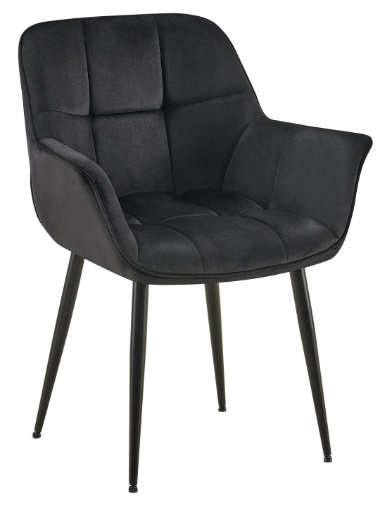 Chaise de salle à manger en velours Roseville, noir Chaise de salle à manger en velours Roseville, noir