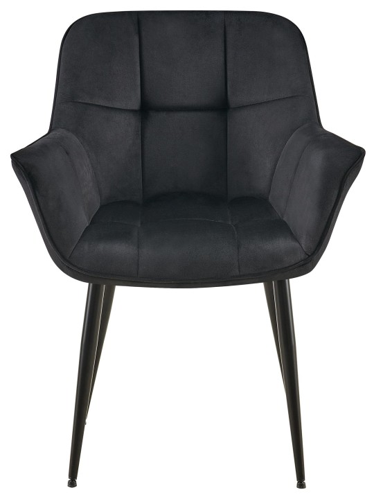 Chaise de salle à manger en velours Roseville, noir Chaise de salle à manger en velours Roseville, noir