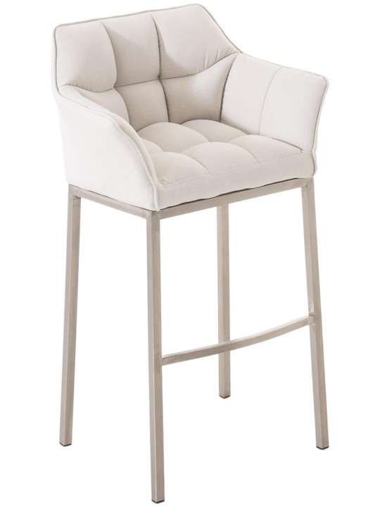 Tabouret de bar Damaso E en tissu avec structure à 4 pieds, blanc Tabouret de bar Damaso E en tissu avec structure à 4 pieds, blanc