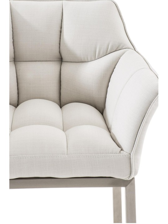 Tabouret de bar Damaso E en tissu avec structure à 4 pieds, blanc Tabouret de bar Damaso E en tissu avec structure à 4 pieds, blanc