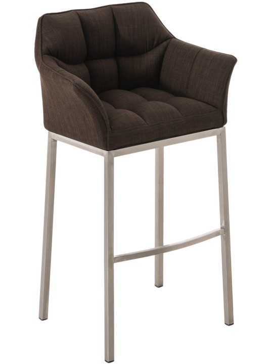 Tabouret de bar Damaso E en tissu avec structure à 4 pieds, brun Tabouret de bar Damaso E en tissu avec structure à 4 pieds, brun