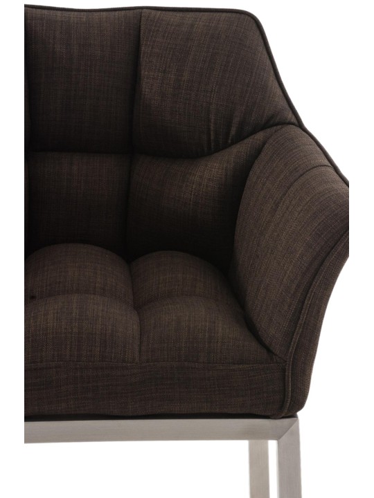 Tabouret de bar Damaso E en tissu avec structure à 4 pieds, brun Tabouret de bar Damaso E en tissu avec structure à 4 pieds, brun