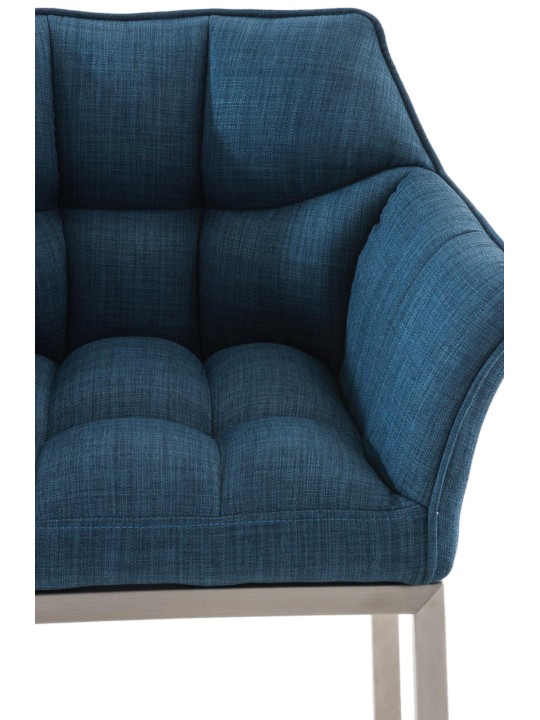 Tabouret de bar Damaso E en tissu avec structure à 4 pieds, bleu Tabouret de bar Damaso E en tissu avec structure à 4 pieds, bleu