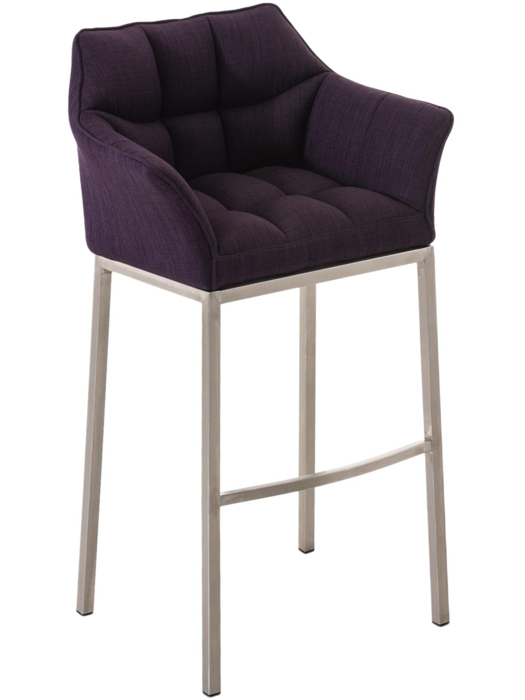 Tabouret de bar Damaso E en tissu avec structure à 4 pieds, lilas