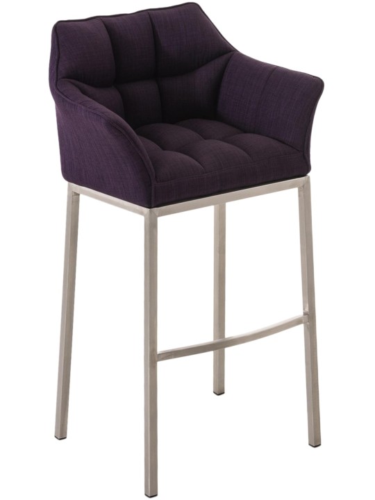 Tabouret de bar Damaso E en tissu avec structure à 4 pieds, lilas
