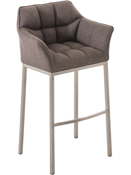 Tabouret de bar Damaso E en tissu avec structure à 4 pieds, gris Tabouret de bar Damaso E en tissu avec structure à 4 pieds, gris