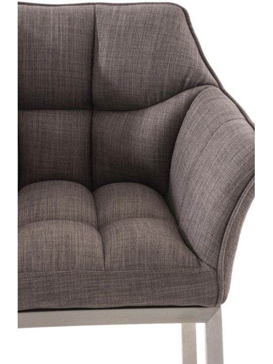 Tabouret de bar Damaso E en tissu avec structure à 4 pieds, gris Tabouret de bar Damaso E en tissu avec structure à 4 pieds, gris