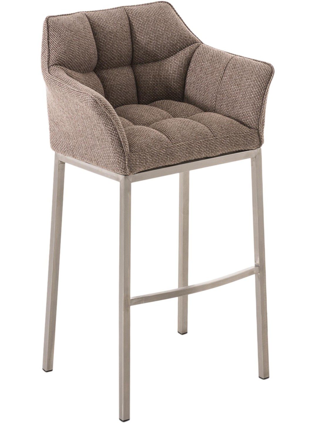 Tabouret de bar Damaso E en tissu avec structure à 4 pieds, terre brune