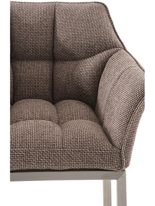 Tabouret de bar Damaso E en tissu avec structure à 4 pieds, terre brune Tabouret de bar Damaso E en tissu avec structure à 4 pieds, terre brune