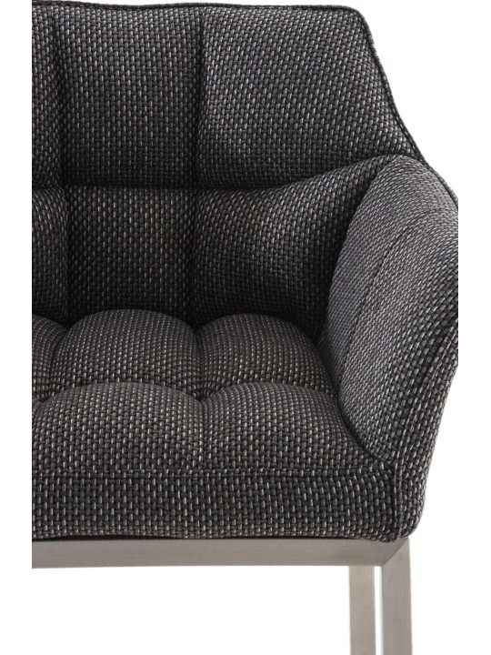 Tabouret de bar Damaso E en tissu avec structure à 4 pieds, gris titane Tabouret de bar Damaso E en tissu avec structure à 4 pieds, gris titane